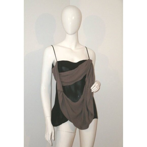 TT COLLECTION by Trina Turk Drapey BLACK CONCRETE Made in Los Angeles TOP Silk - Picture 1 of 1